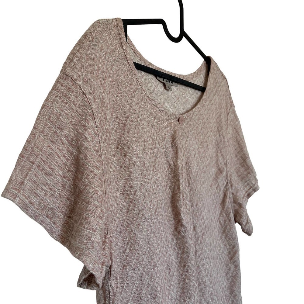 Flax 100% Linen Soft Mauve Diamond Pattern Top Si… - image 4